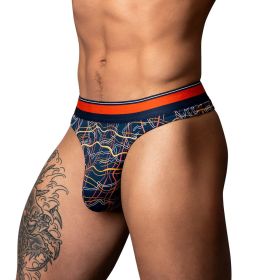 Male Power Soo Cumfy Thong (Option: Navy/Orange S/M)
