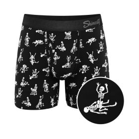 Shinesty The Bare Back Bones Glow in the Dark Skeletons Ball Hammock Pouch Underwear with Fly (Option: 2XL)